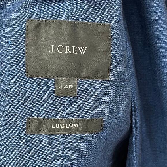 J Crew Men’s 44R Ludlow Slim Fit Unstructured Suit Jacket Cotton Linen Navy Blue - Picture 6 of 10